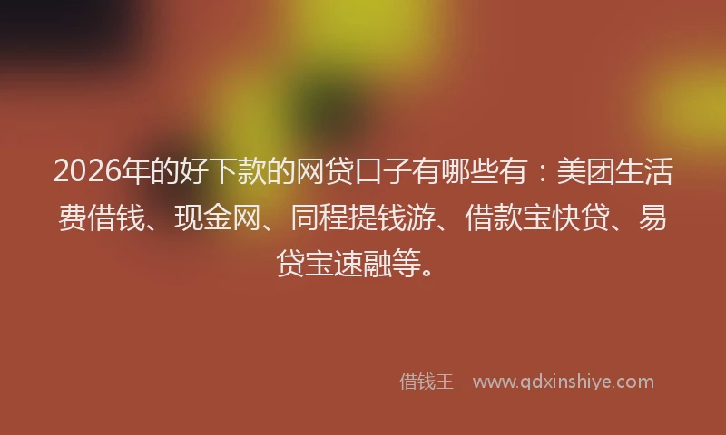 2026年的好下款的网贷口子有哪些有：美团生活费借钱、现金网、同程提钱游、借款宝快贷、易贷宝速融等。