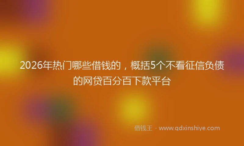 2026年热门哪些借钱的，概括5个不看征信负债的网贷百分百下款平台