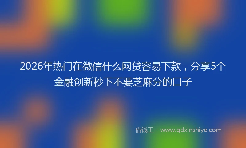 2026年热门在微信什么网贷容易下款，分享5个金融创新秒下不要芝麻分的口子