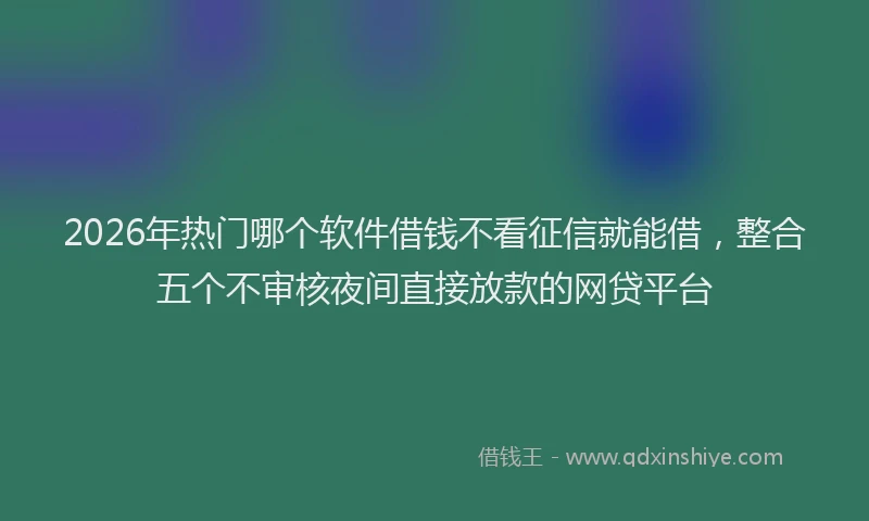 2026年热门哪个软件借钱不看征信就能借，整合五个不审核夜间直接放款的网贷平台