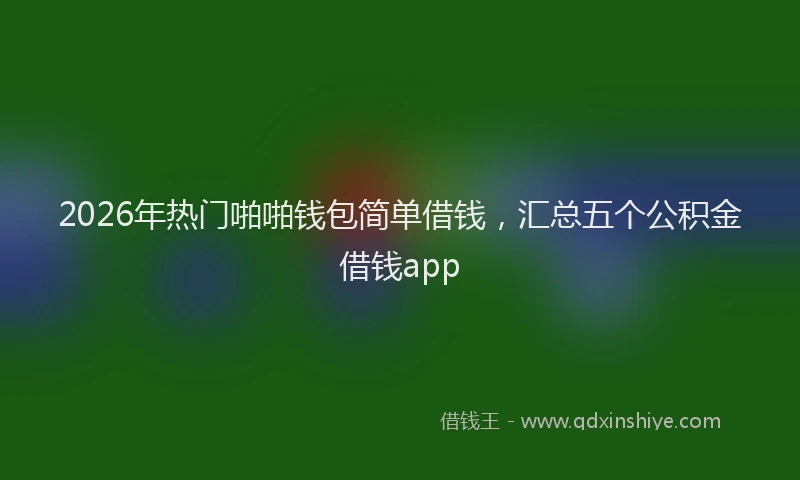 2026年热门啪啪钱包简单借钱，汇总五个公积金借钱app