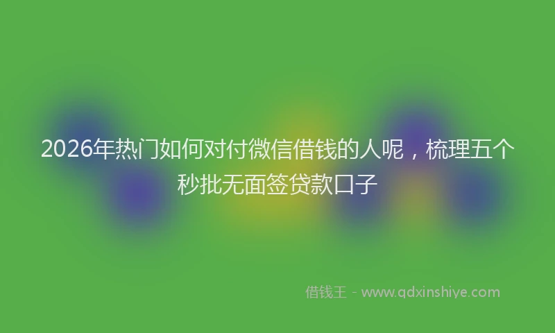 2026年热门如何对付微信借钱的人呢，梳理五个秒批无面签贷款口子
