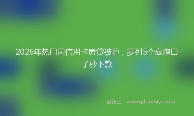 2026年热门因信用卡房贷被拒，罗列5个高炮口子秒下款
