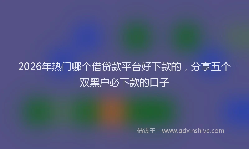 2026年热门哪个借贷款平台好下款的，分享五个双黑户必下款的口子