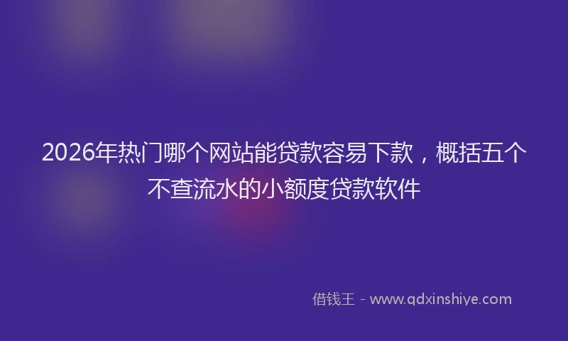 2026年热门哪个网站能贷款容易下款，概括五个不查流水的小额度贷款软件