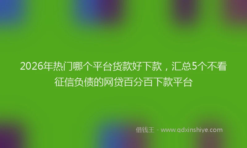 2026年热门哪个平台货款好下款，汇总5个不看征信负债的网贷百分百下款平台