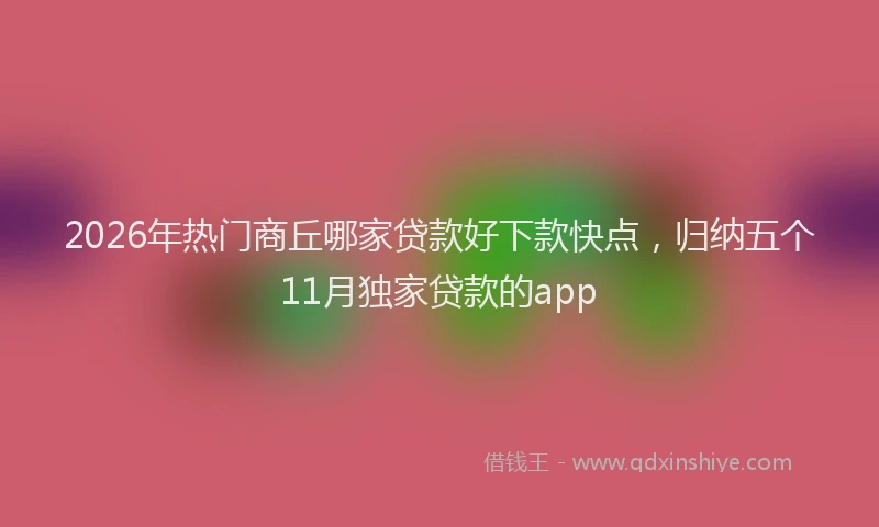2026年热门商丘哪家贷款好下款快点，归纳五个11月独家贷款的app