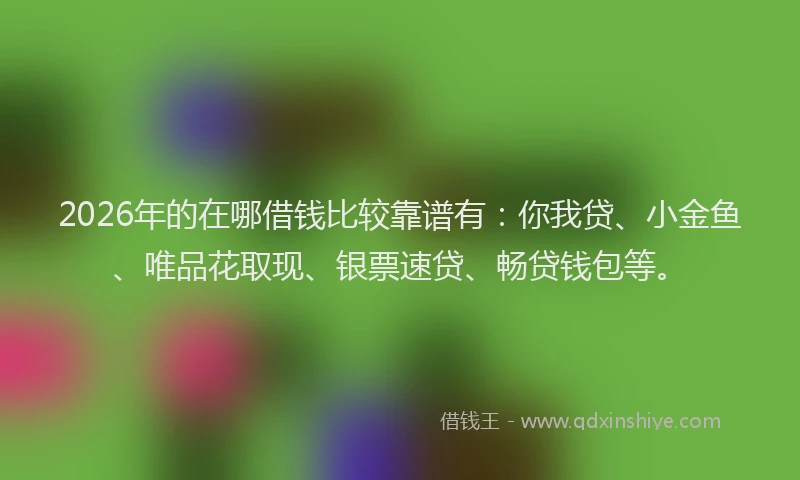 2026年的在哪借钱比较靠谱有：你我贷、小金鱼、唯品花取现、银票速贷、畅贷钱包等。