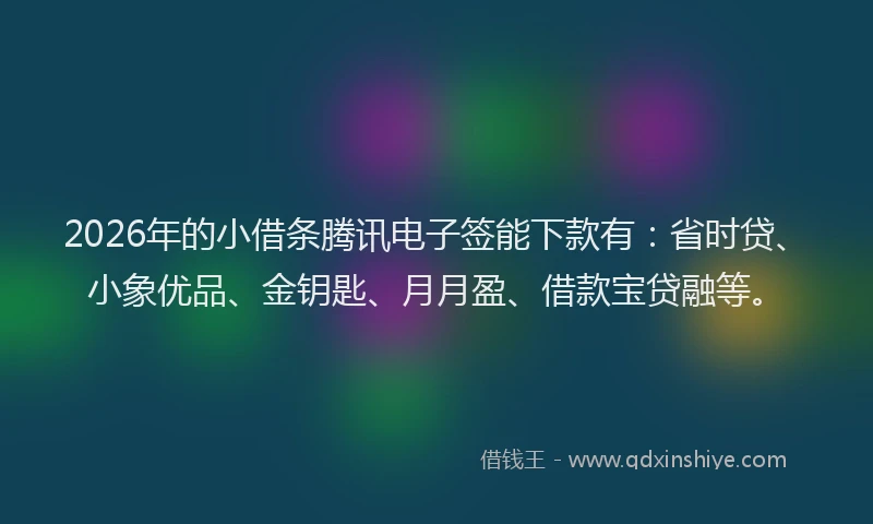 2026年的小借条腾讯电子签能下款有：省时贷、小象优品、金钥匙、月月盈、借款宝贷融等。