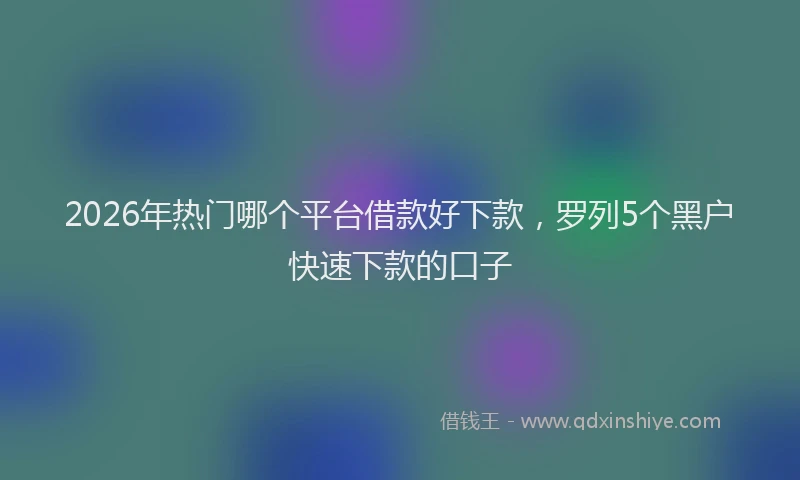 2026年热门哪个平台借款好下款，罗列5个黑户快速下款的口子