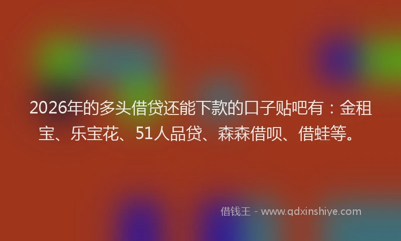 2026年的多头借贷还能下款的口子贴吧有：金租宝、乐宝花、51人品贷、森森借呗、借蛙等。