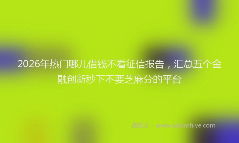 2026年热门哪儿借钱不看征信报告，汇总五个金融创新秒下不要芝麻分的平台