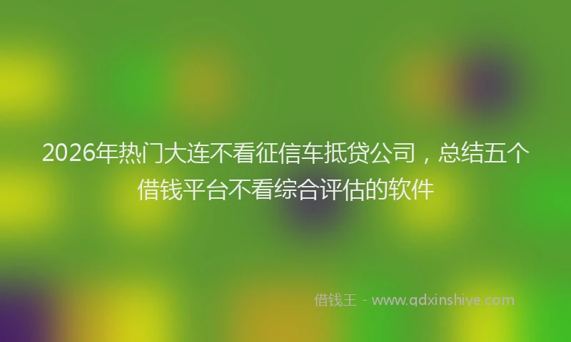 2026年热门大连不看征信车抵贷公司，总结五个借钱平台不看综合评估的软件