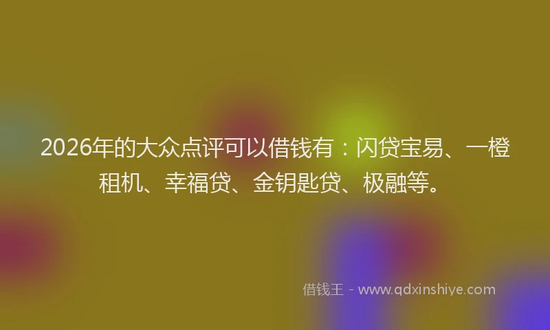 2026年的大众点评可以借钱有：闪贷宝易、一橙租机、幸福贷、金钥匙贷、极融等。