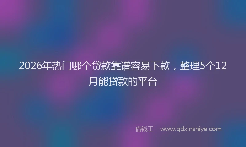 2026年热门哪个贷款靠谱容易下款，整理5个12月能贷款的平台