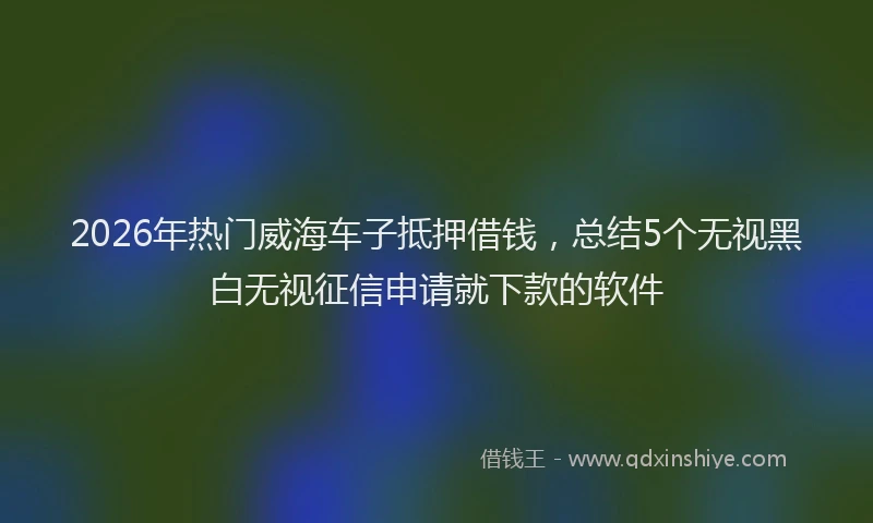 2026年热门威海车子抵押借钱,总结5个无视黑白无视征信申请就下款的软件