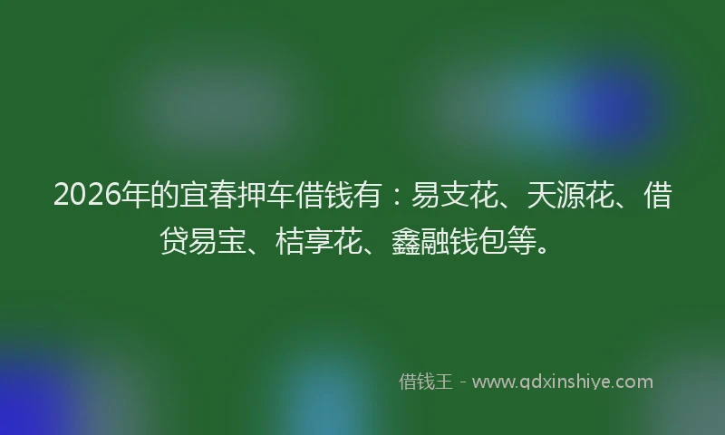 2026年的宜春押车借钱有：易支花、天源花、借贷易宝、桔享花、鑫融钱包等。