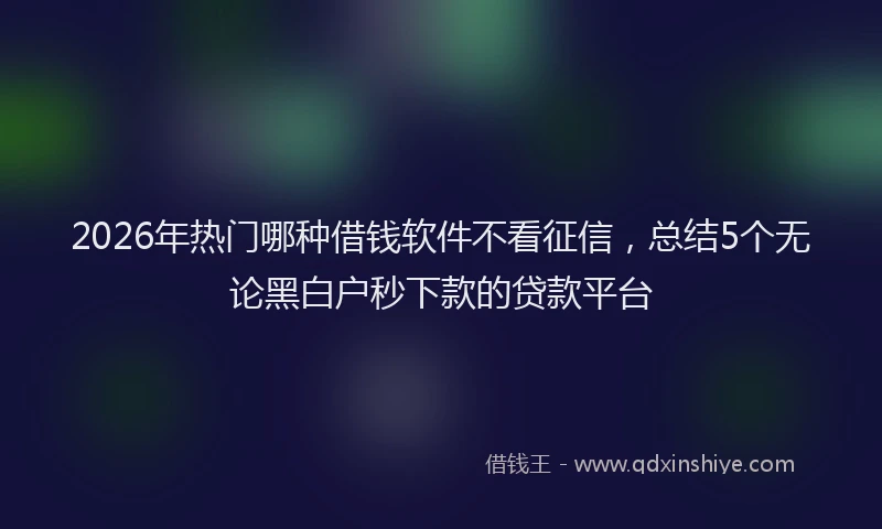 2026年热门哪种借钱软件不看征信，总结5个无论黑白户秒下款的贷款平台