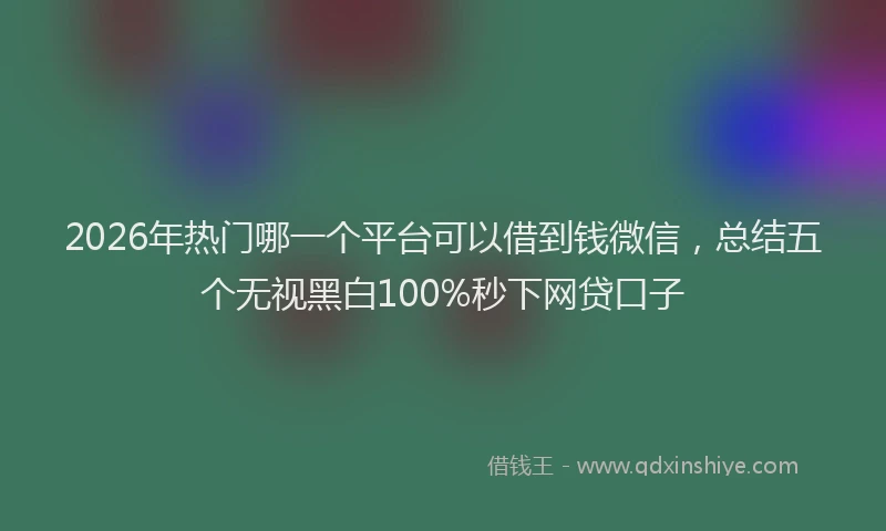 2026年热门哪一个平台可以借到钱微信，总结五个无视黑白100%秒下网贷口子