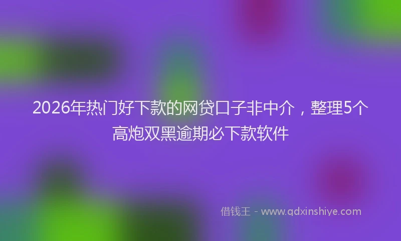 2026年热门好下款的网贷口子非中介，整理5个高炮双黑逾期必下款软件