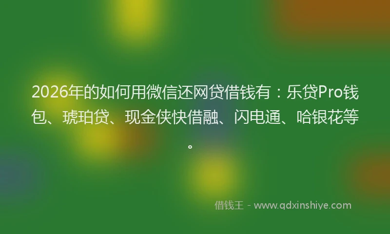 2026年的如何用微信还网贷借钱有：乐贷Pro钱包、琥珀贷、现金侠快借融、闪电通、哈银花等。