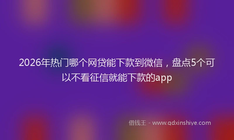 2026年热门哪个网贷能下款到微信，盘点5个可以不看征信就能下款的app