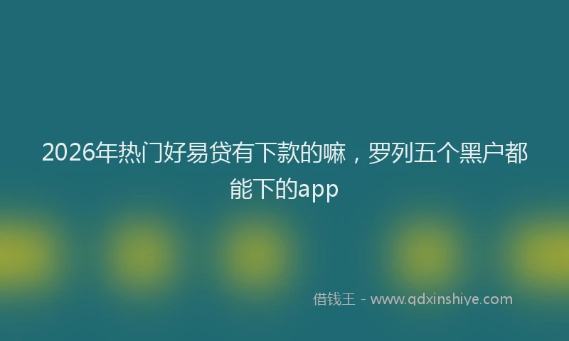 2026年热门好易贷有下款的嘛，罗列五个黑户都能下的app