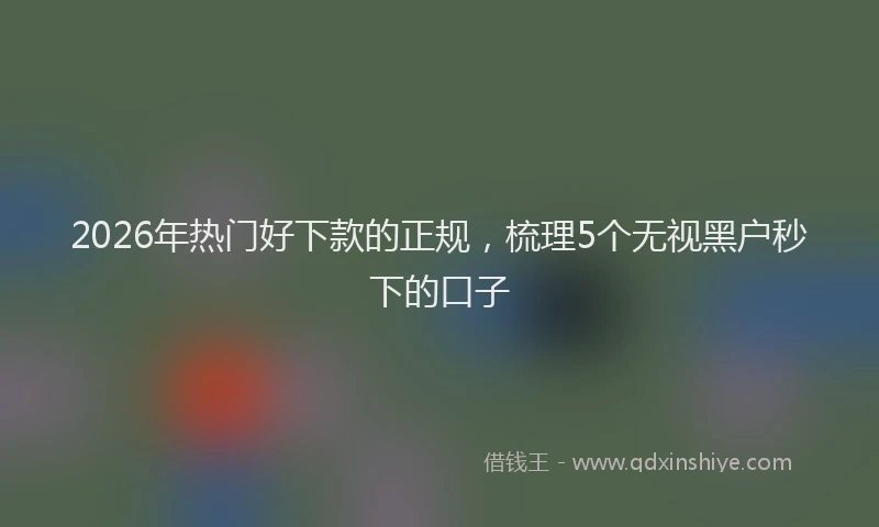 2026年热门好下款的正规，梳理5个无视黑户秒下的口子