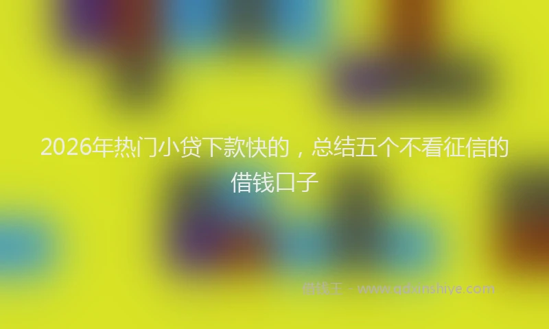 2026年热门小贷下款快的，总结五个不看征信的借钱口子