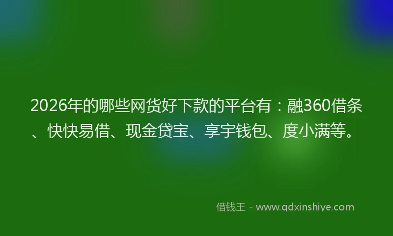 2026年的哪些网货好下款的平台有：融360借条、快快易借、现金贷宝、享宇钱包、度小满等。