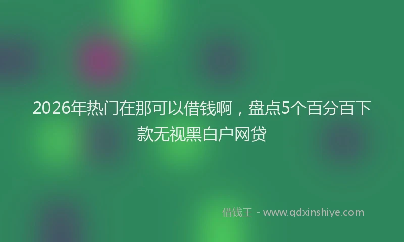 2026年热门在那可以借钱啊，盘点5个百分百下款无视黑白户网贷