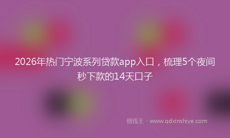 2026年热门宁波系列贷款app入口，梳理5个夜间秒下款的14天口子