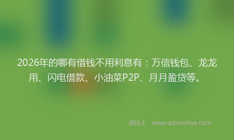 2026年的哪有借钱不用利息有：万信钱包、龙龙用、闪电借款、小油菜P2P、月月盈贷等。