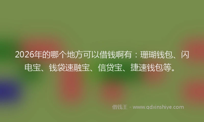 2026年的哪个地方可以借钱啊有：珊瑚钱包、闪电宝、钱袋速融宝、信贷宝、捷速钱包等。