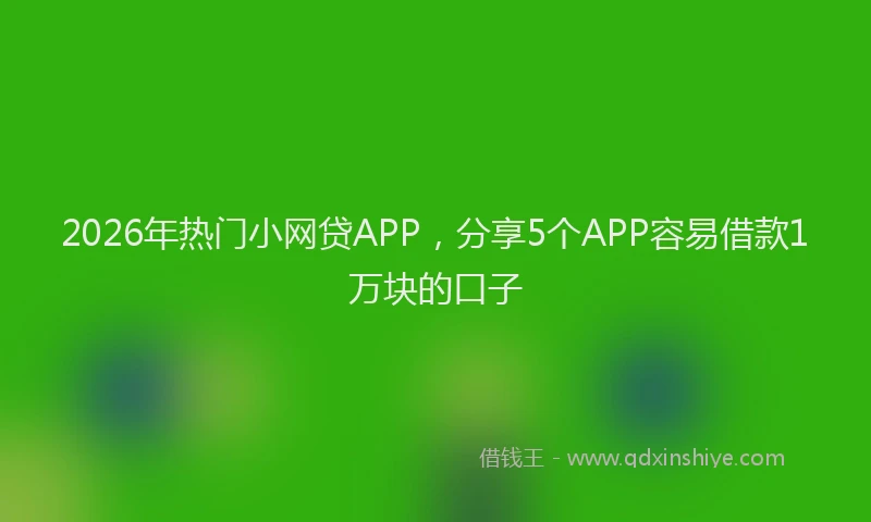 2026年热门小网贷APP，分享5个APP容易借款1万块的口子