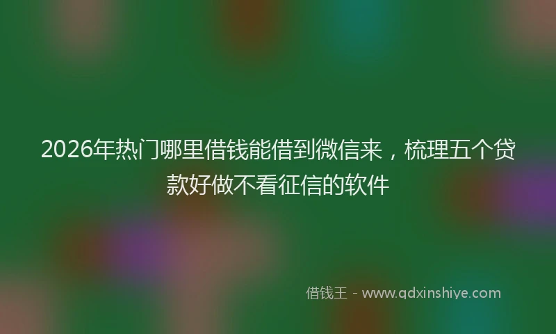 2026年热门哪里借钱能借到微信来，梳理五个贷款好做不看征信的软件