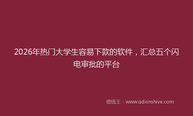 2026年热门大学生容易下款的软件，汇总五个闪电审批的平台
