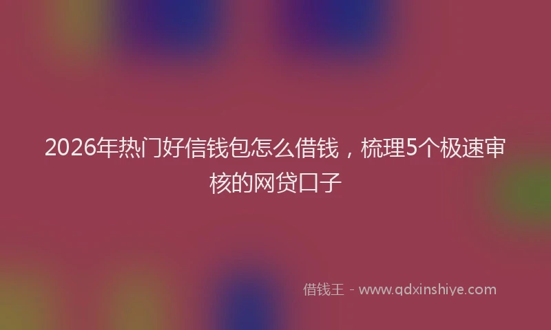 2026年热门好信钱包怎么借钱，梳理5个极速审核的网贷口子