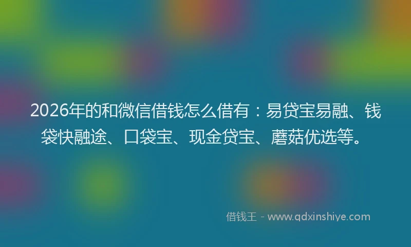 2026年的和微信借钱怎么借有：易贷宝易融、钱袋快融途、口袋宝、现金贷宝、蘑菇优选等。