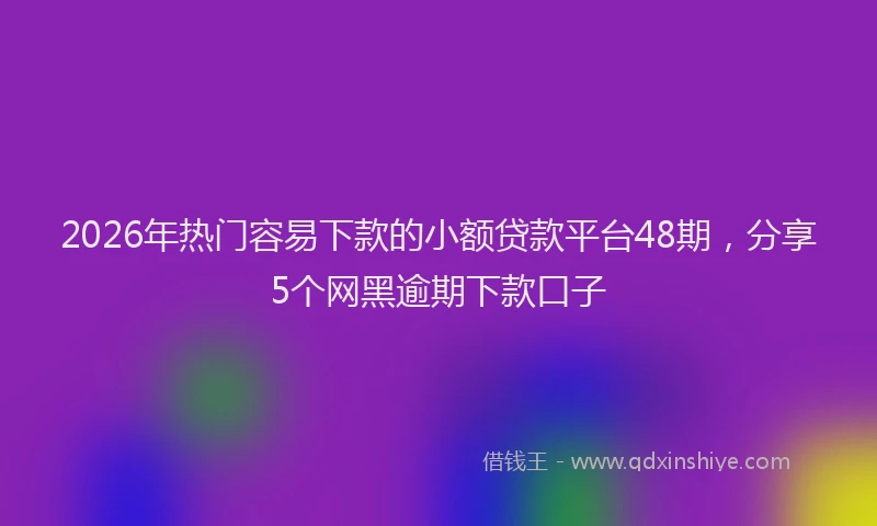 2026年热门容易下款的小额贷款平台48期，分享5个网黑逾期下款口子