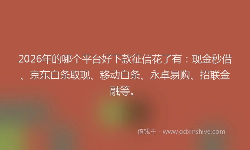 2026年的哪个平台好下款征信花了有：现金秒借、京东白条取现、移动白条、永卓易购、招联金融等。