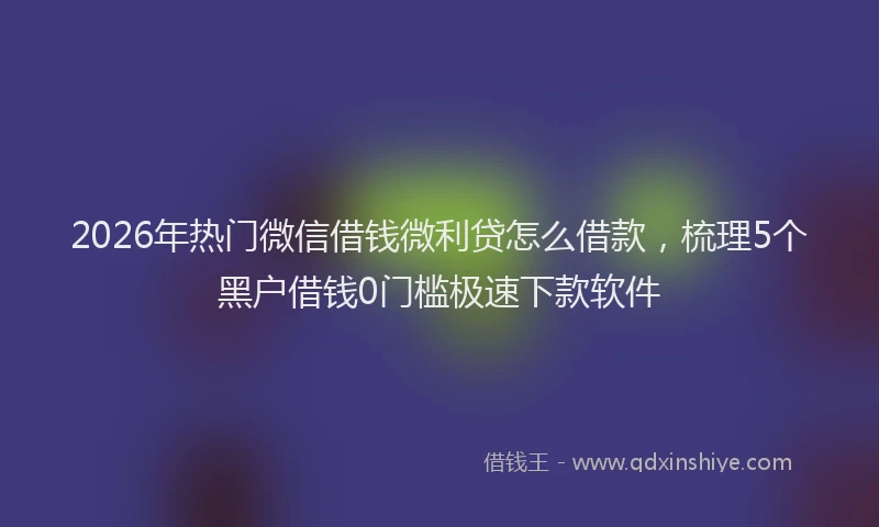 2026年热门微信借钱微利贷怎么借款，梳理5个黑户借钱0门槛极速下款软件