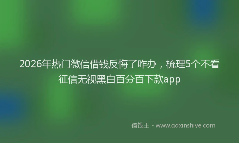 2026年热门微信借钱反悔了咋办，梳理5个不看征信无视黑白百分百下款app