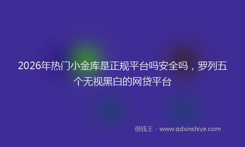 2026年热门小金库是正规平台吗安全吗，罗列五个无视黑白的网贷平台