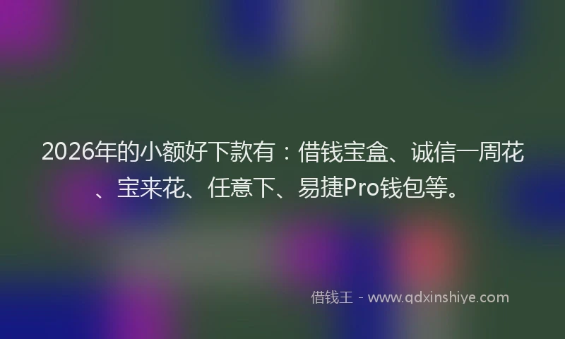 2026年的小额好下款有：借钱宝盒、诚信一周花、宝来花、任意下、易捷Pro钱包等。