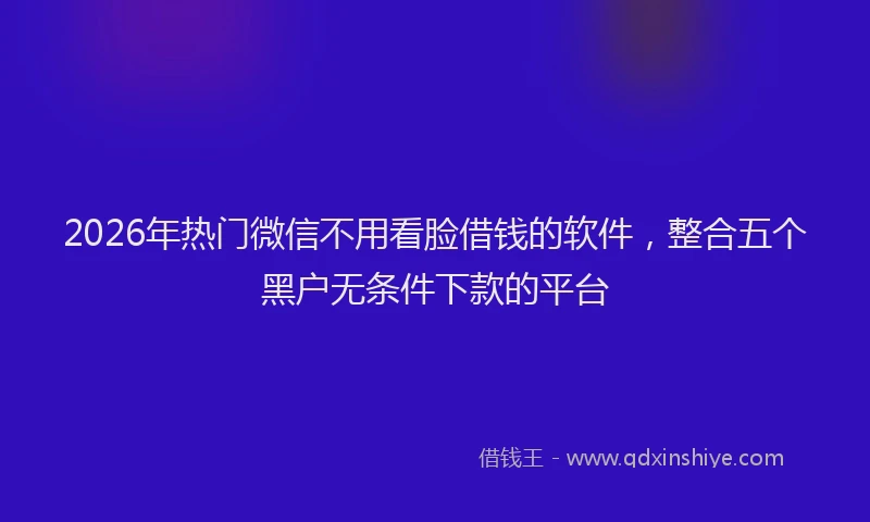 2026年热门微信不用看脸借钱的软件，整合五个黑户无条件下款的平台
