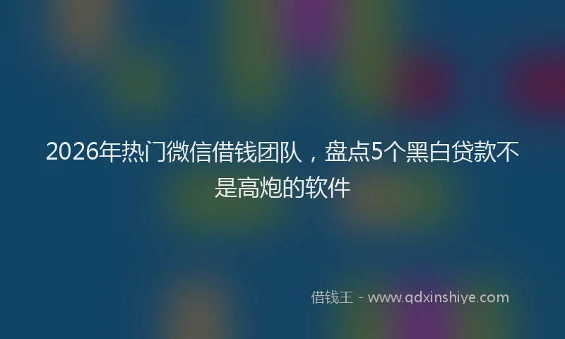 2026年热门微信借钱团队，盘点5个黑白贷款不是高炮的软件