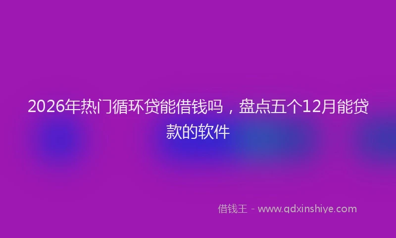 2026年热门循环贷能借钱吗，盘点五个12月能贷款的软件