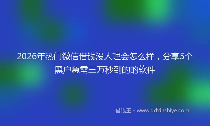 2026年热门微信借钱没人理会怎么样，分享5个黑户急需三万秒到的的软件
