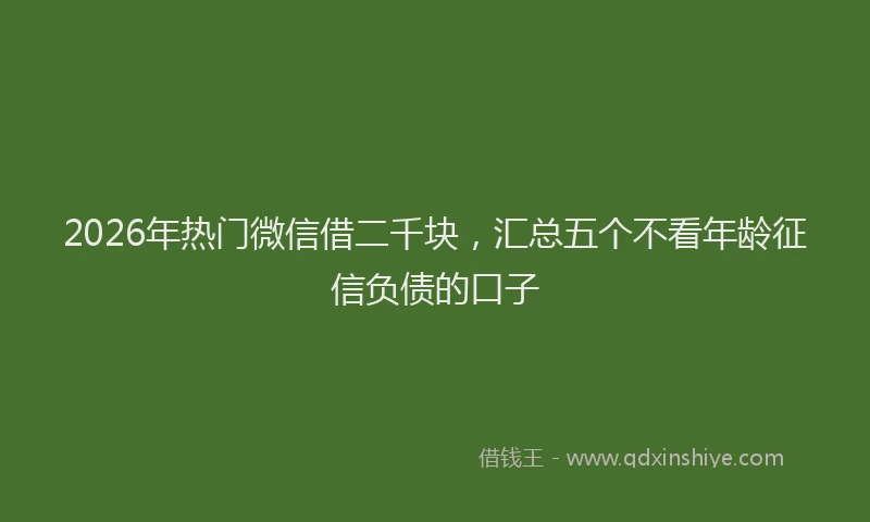 2026年热门微信借二千块，汇总五个不看年龄征信负债的口子